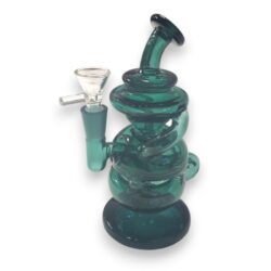 6" Teal Micro Recycler Glass Water Pipe