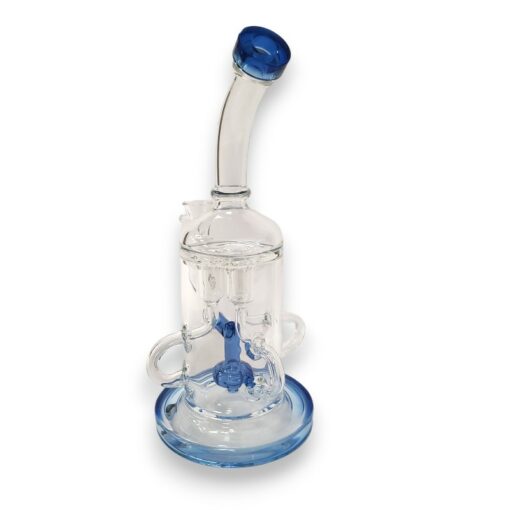 11" Triple Feed Recycler Glass Water Pipe w/Puck Perc