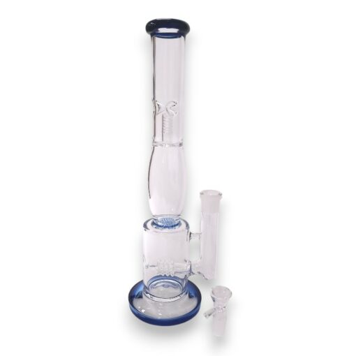 15" Inline to Honeycomb to 1/2 Dome Perc Glass Water Pipe w/Ice pinch & Color Accent