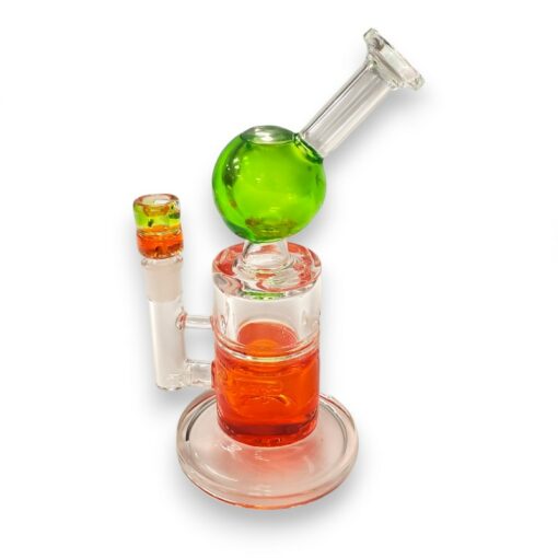 9" Green/Orange Glycerin Freeze Glass Water Pipe w/Inline Perc