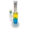 12" King Fruit Yellow/Blue Glycerin Freeze Glass Water Pipe w/Showerhead Perc & Ice Pinch