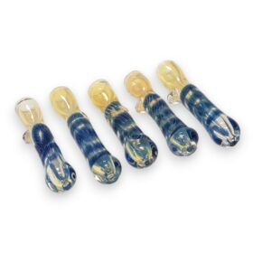 3.5" Fumed Blue Twisted Stripe Glass Chillums