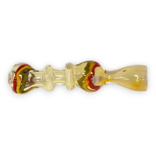 4" Rasta Double Ring Double Bulge Glass Chillums