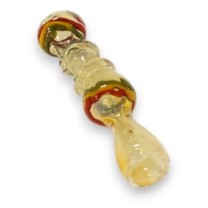 4" Rasta Double Ring Double Bulge Glass Chillums