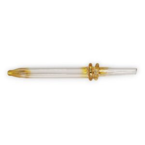 6" Clear Glass Honey Straw Nectar Collectors w/Gold Fumed 2 Rings & Flattened Bit