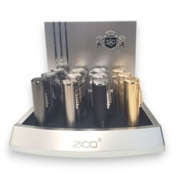3.5" Rounded Triangular Locking Flip-Top Zico Triple-Torch Pocket Lighters w/Cigar Punch