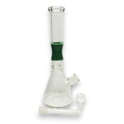 15" Pinched Colored 'Grip' Beaker Glass Water Pipe w/Diffused Downstem & Ice Catch