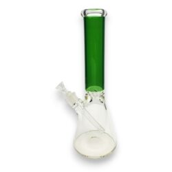 14" Colored Neck Beaker Glass Water Pipe w/Diffused Downstem & Ice Catch