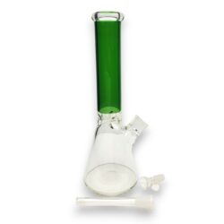 14" Colored Neck Beaker Glass Water Pipe w/Diffused Downstem & Ice Catch
