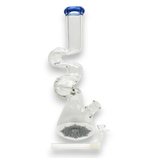 16" Wide Melty Smooth Zong Clear Glass Water Pipe w/Lotus Flower Base