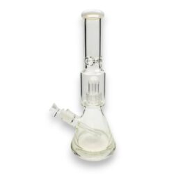 15" Thick Base Matrix Perc Chamber Beaker Glass Water Pipe w/Diffused Downstem, Ice Catch & Color Accent