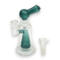7" Conical Showerhead Perc Glass Water Pipe w/Scientific Neck & Color Accents