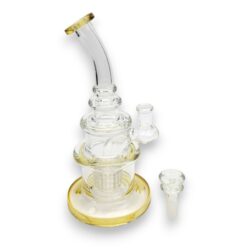 9.5" Matrix Perc Graduated Rings Glass Water Pipe w/Bent Mouthpiece & Color Accents