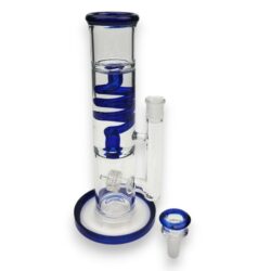 10.5" Inline Matrix Perc to Glycerin Freeze Coil Glass Water Pipe w/Color Accents