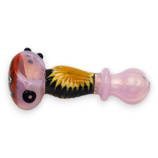 4.75" Implosion Stem/Wigwag Face Spoon Glass Hand Pipes w/Bulbus Tip, Ring, 3 Bumps, Raised Carb