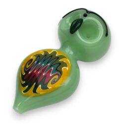 4.5" Double Bowl Bird Opaque Glass Hand Pipes w/Wigwag Breast