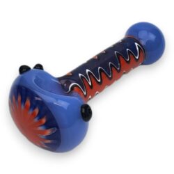 4.75" Wigwag Stem/Implosion Face Semi-Transparent Spoon Glass Hand Pipes w/3 Bumps