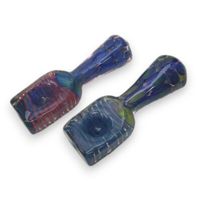 4.5" Gold Fume Glass Hand Pipes w/ Pressed Head Swirling Art