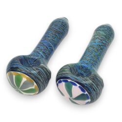 4.5" Marble Design Glass Hand Pipes with Glass Flower Head Art