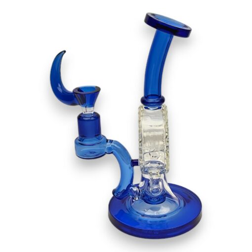 9" Notched Disc Recycler Glass Water Pipe w/Art Claw Bowl