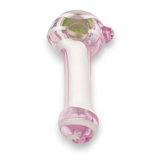 4.5" Hand Pipe Pink Color Tube Glass Hand Pipes w/White Stripe