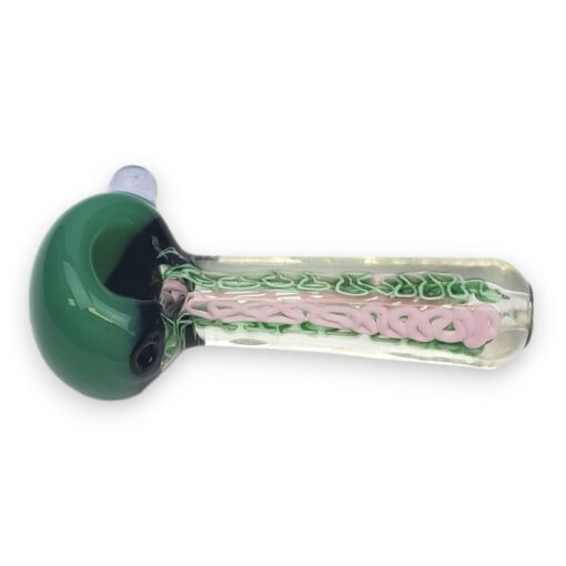 4.5" Twisting Slime Tube Double Glass Hand Pipes w/Marble & Opaque Bowl