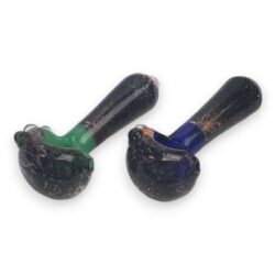 4.5" Sparkle Frit Double Tube Spoon Glass Hand Pipes w/3 Bumps