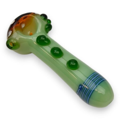4.75" Spotted Face Line-Wrapped Bit Bumpy Opaque Glass Hand Pipes w/Large Carb (2pcs/pack)